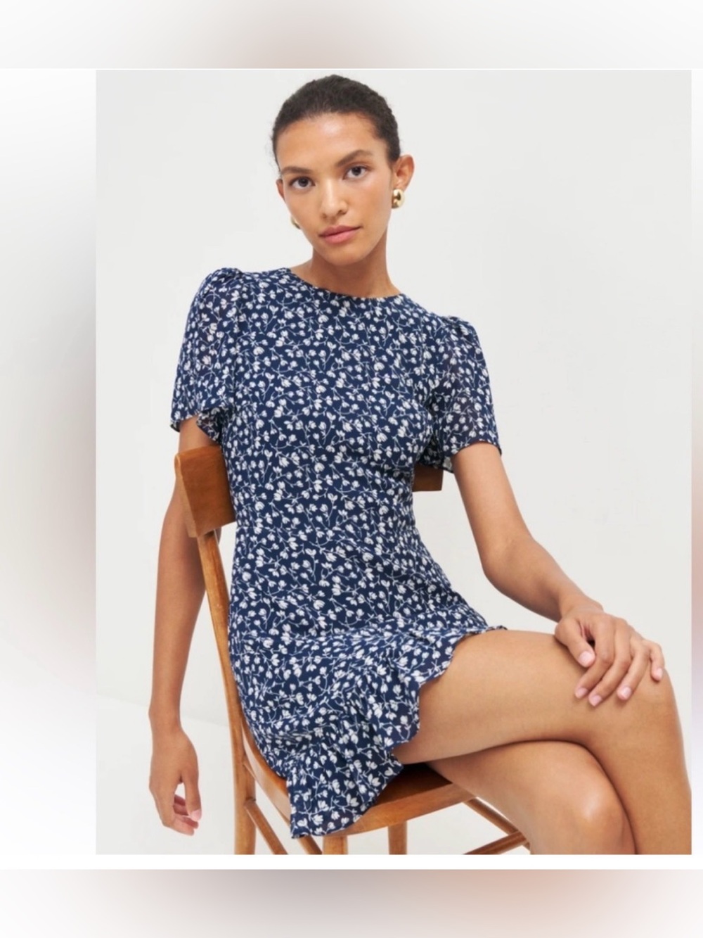 REFORMATION BEESLEY DRESS blue floral size 4